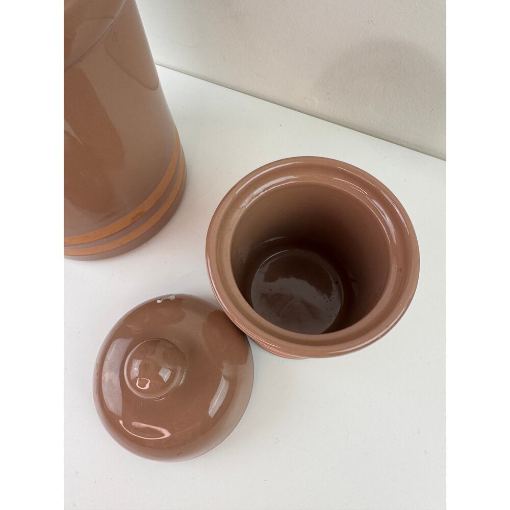 Vintage HiMark Italy Gourmet Kitchen Brown Canisters Ceramic With Lid Set of 2 - Picture 4 of 7
